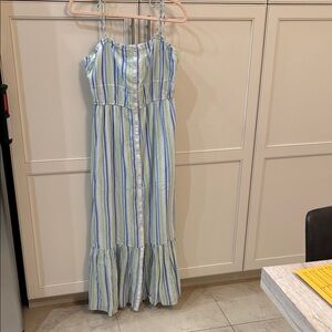 Aerie Striped Maxi Dress - Blue, Green, White